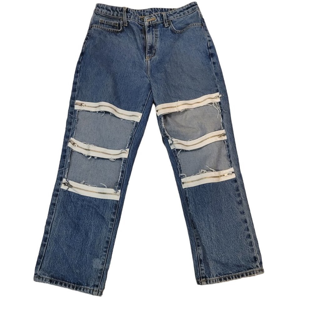 Vintage Carmar Mom Jeans 28 Blue Women High Rise Zipper Distressed